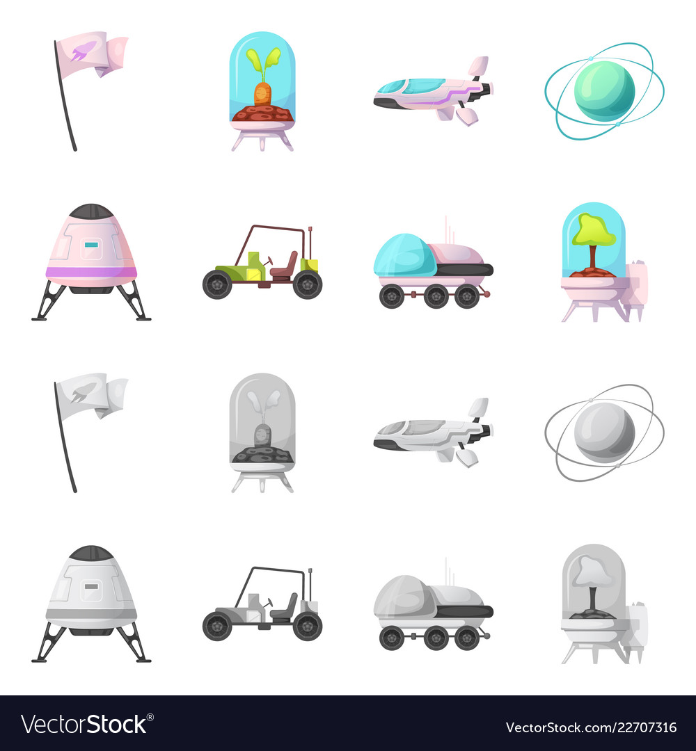 Mars and space symbol set vector image Mars and space symbol set