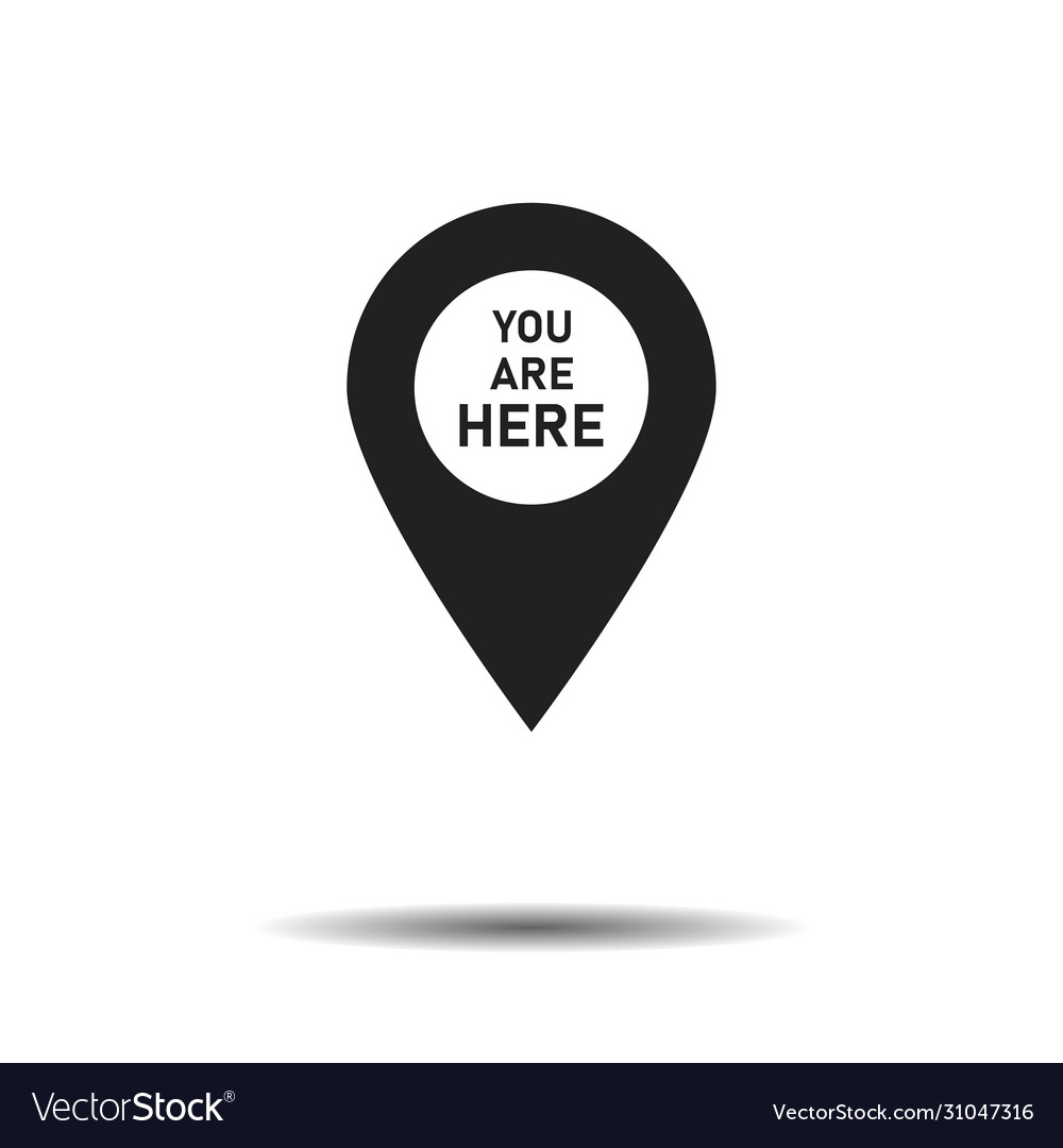 Pointer icon or pin for map with shadow sign vector image Pointer icon or pin for map with shadow sign