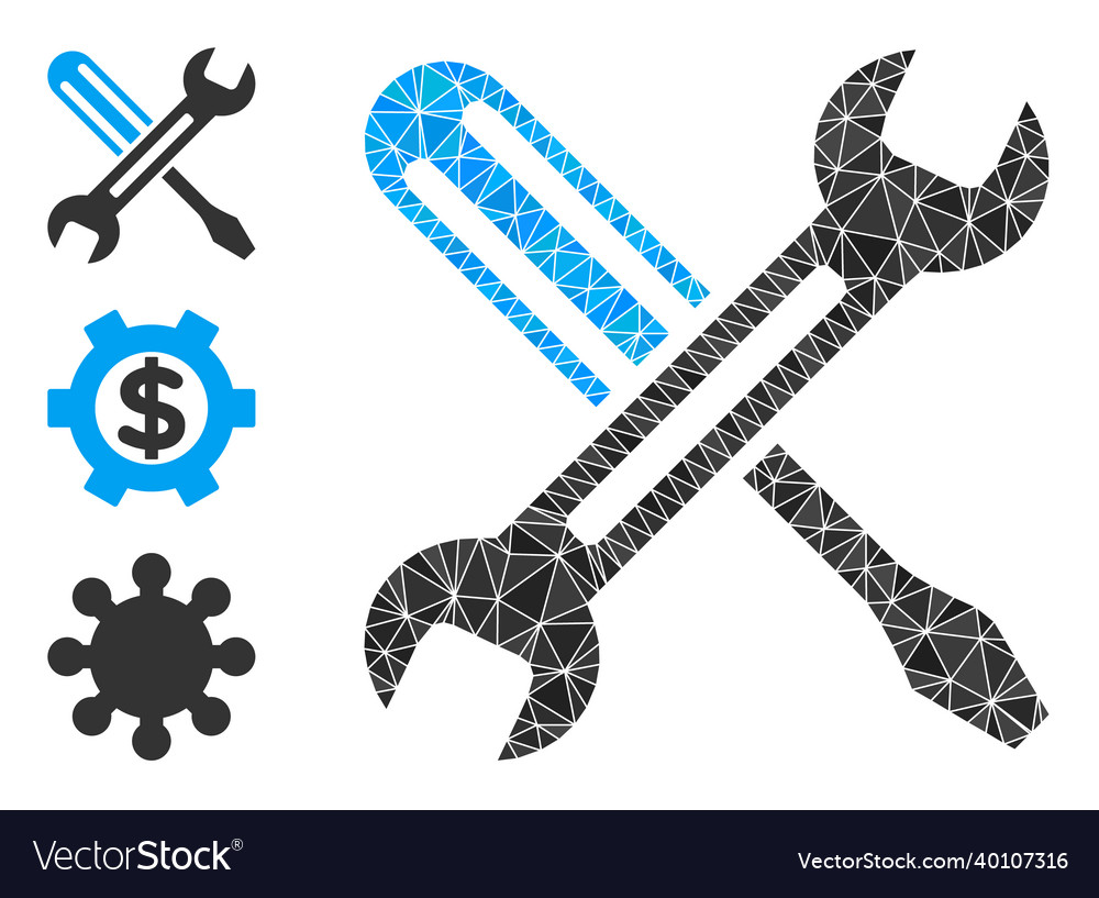 Polygonal tuning icon with similar icons
