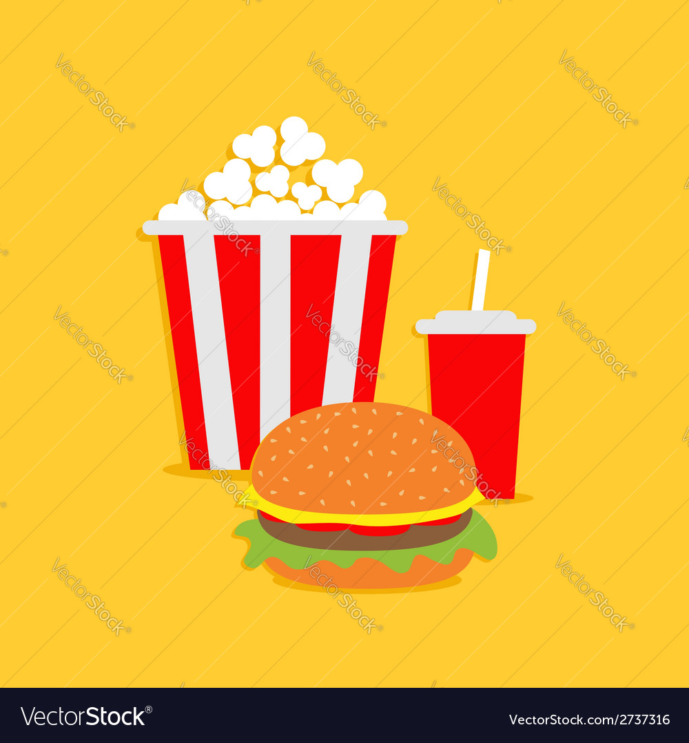 Popcorn hamburger soda with straw cinema icon