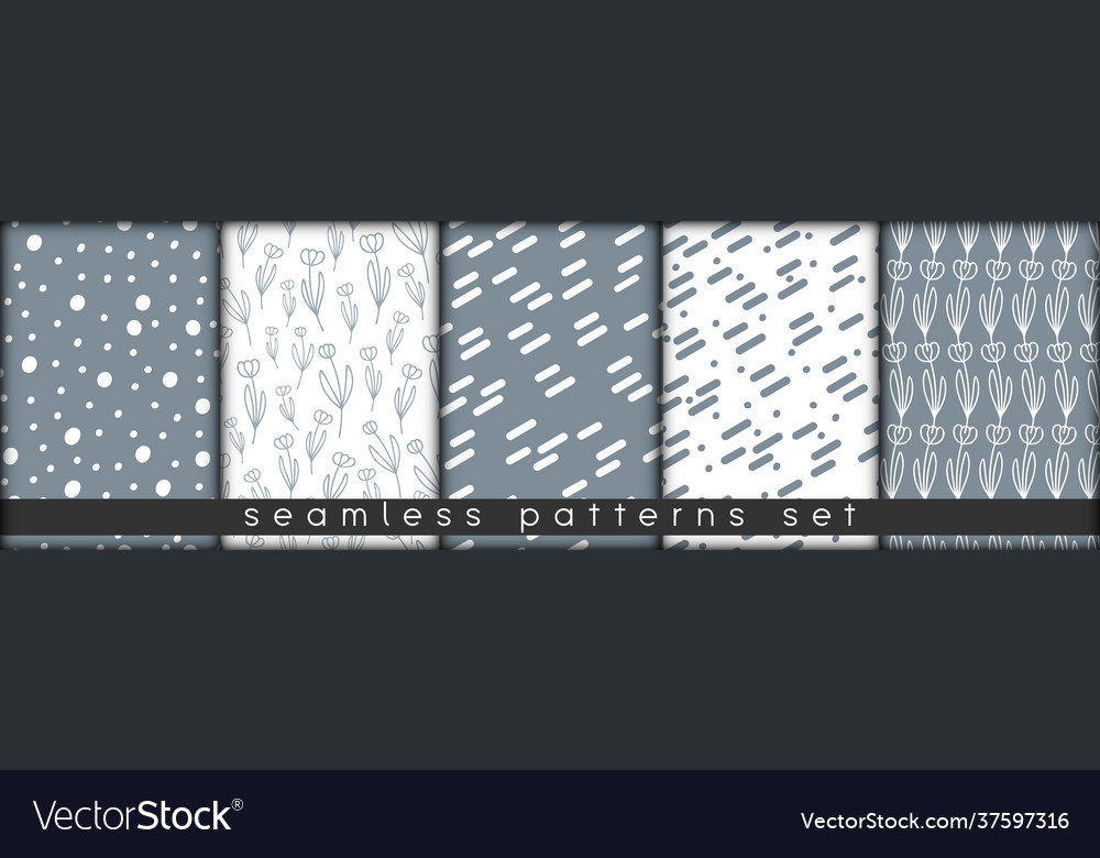 Set combinable seamless patterns botanical