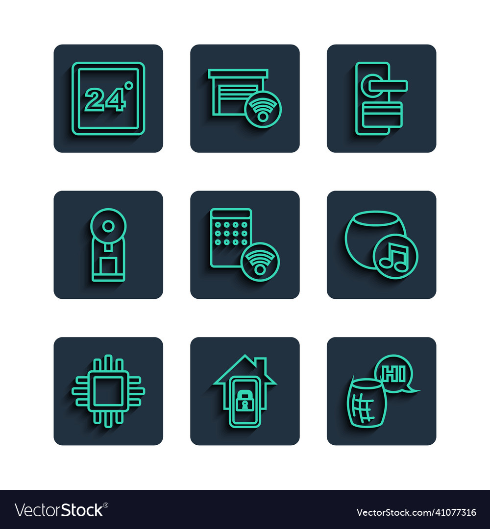 Set line processor with cpu mobile smart home vector image Set line processor with cpu mobile smart home
