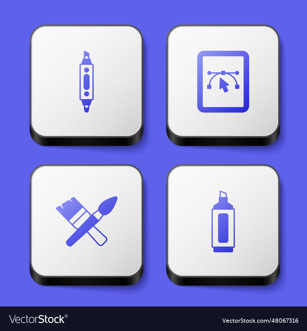 Set marker pen computer with design program vector image Set marker pen computer with design program