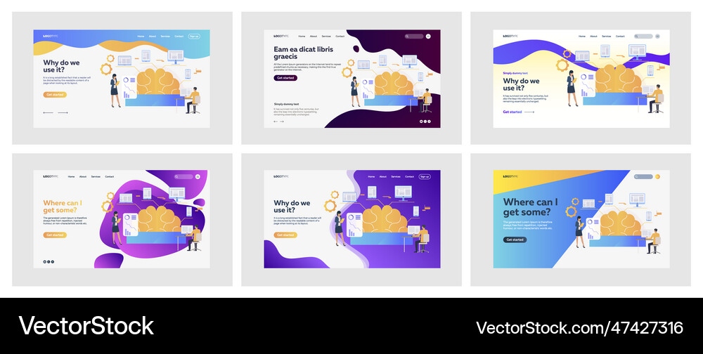 Set of business reports via technology Royalty Free Vector