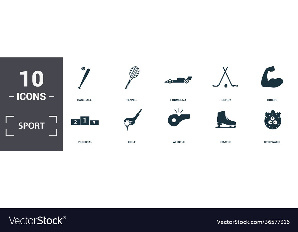 Sport equipment icons set collection includes