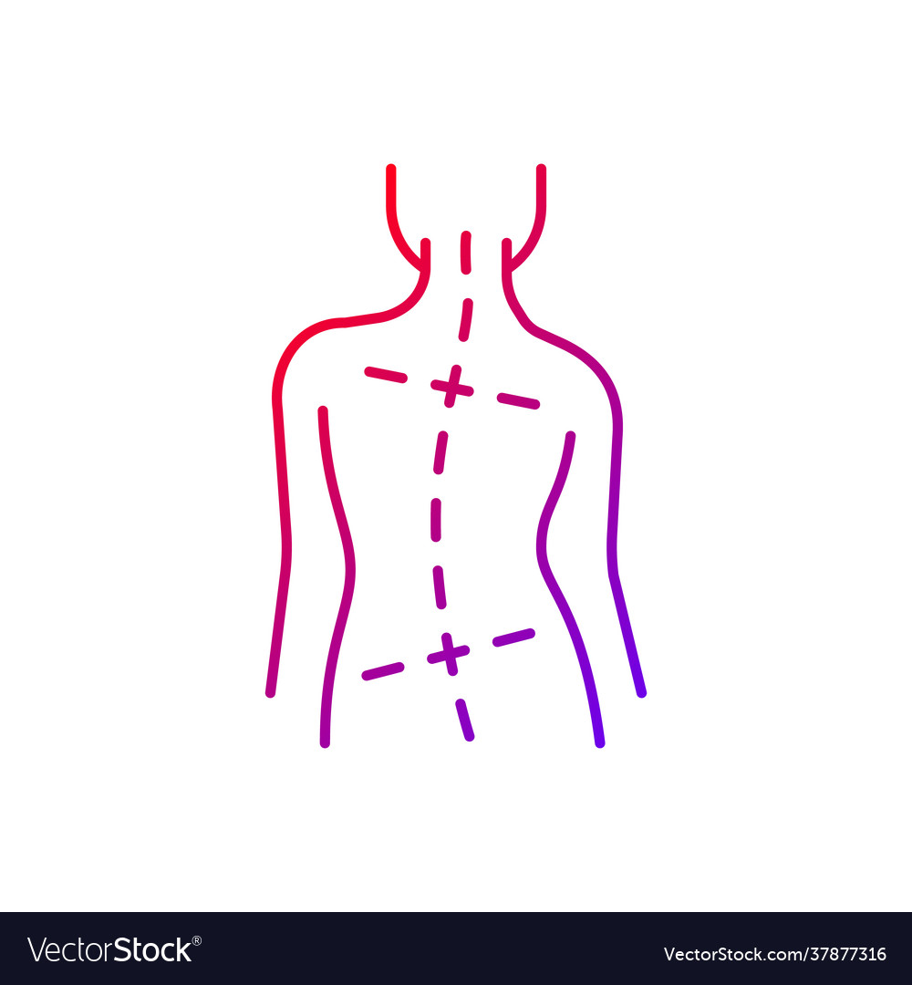 Uneven hips and shoulders gradient linear icon