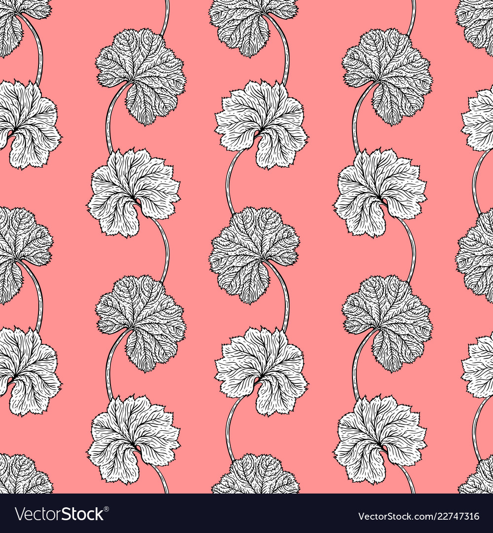 Vintage seamless pattern with hand drawn leaves