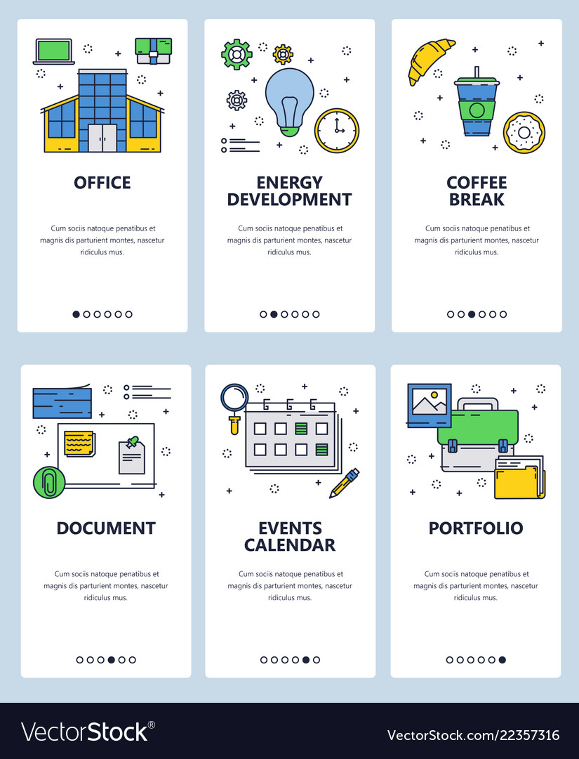 Web site linear art onboarding screens vector image Web site linear art onboarding screens