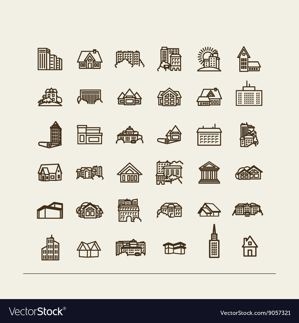 Building Icons - Set of Houses
