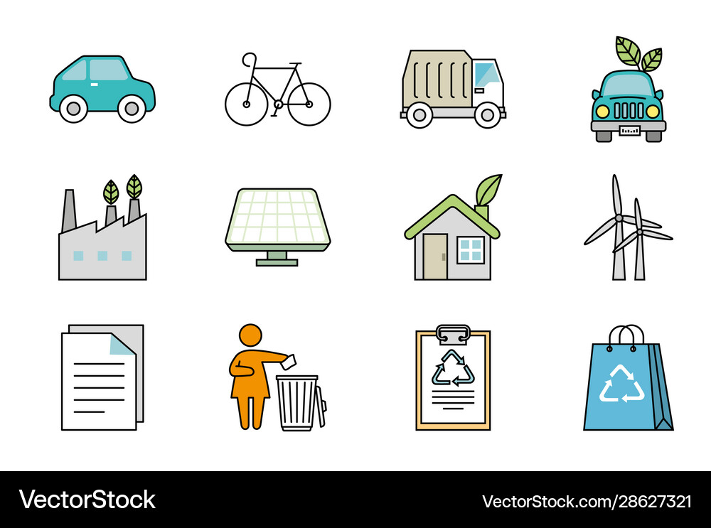 Bundle ecology set icons Royalty Free Vector Image