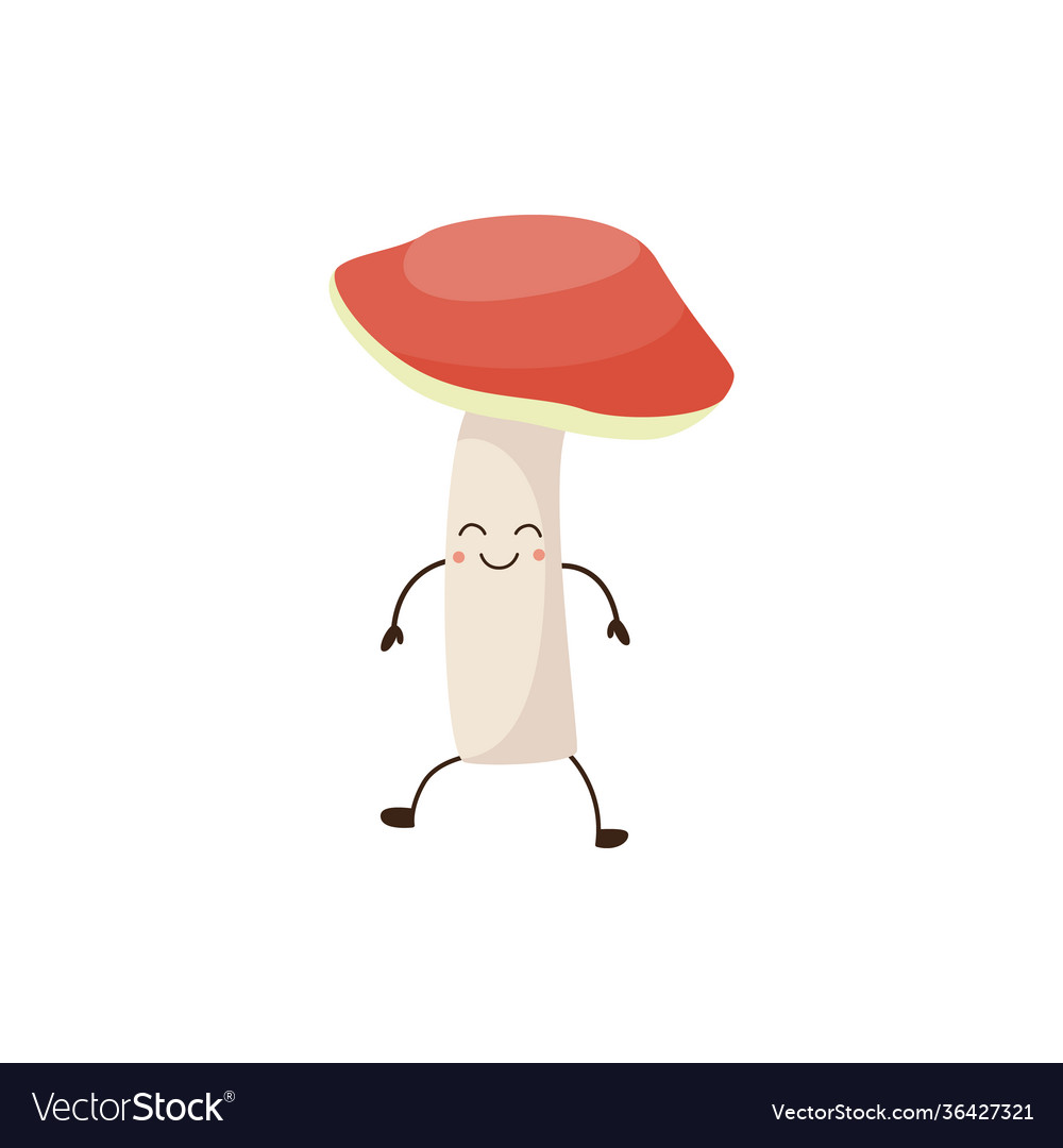 Cartoon smiling autumn forest mushroom boletus