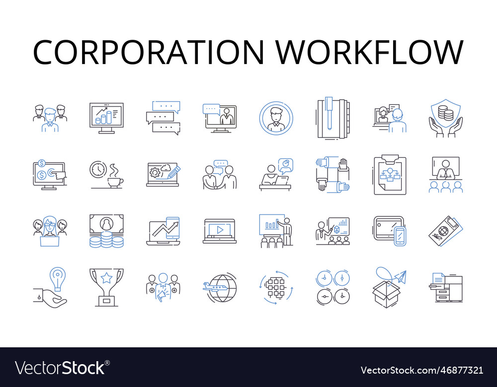 Corporation Workflow Line Icons Sammlung