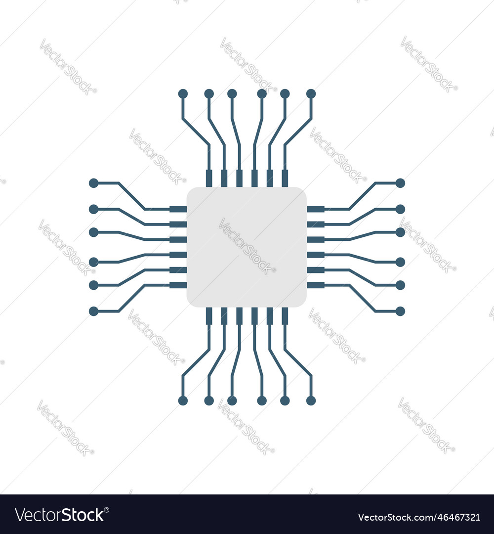 Cpu for computer and smartphone icon in flat