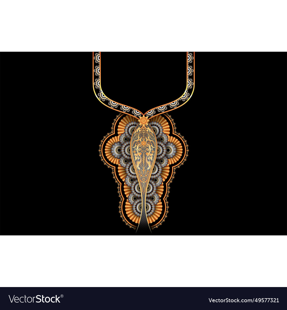 Design of the neckline and front print vector image Design of the neckline and front print