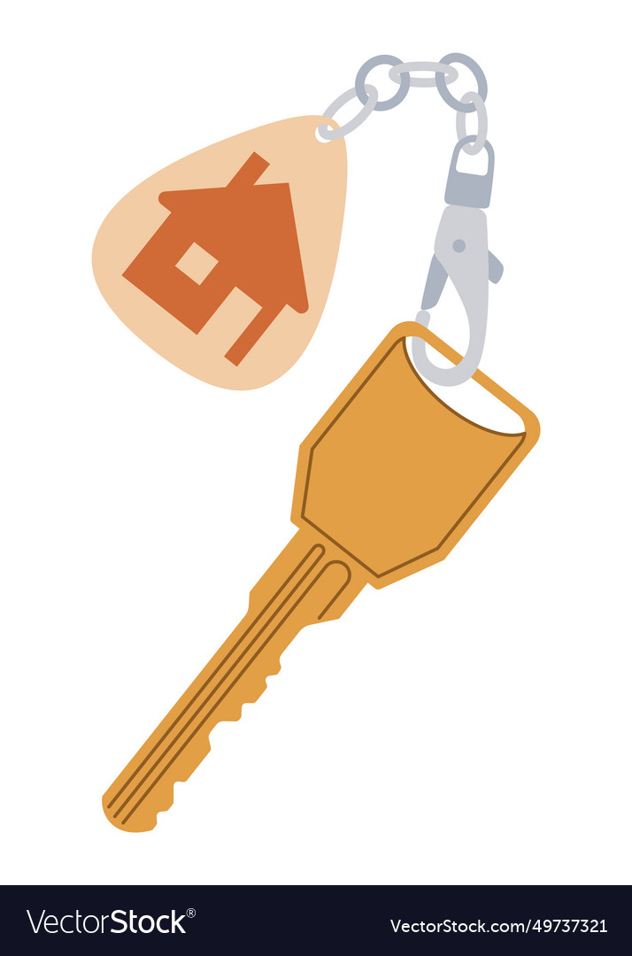 Door keys keyfob ring with trinket keychains vector image Door keys keyfob ring with trinket keychains