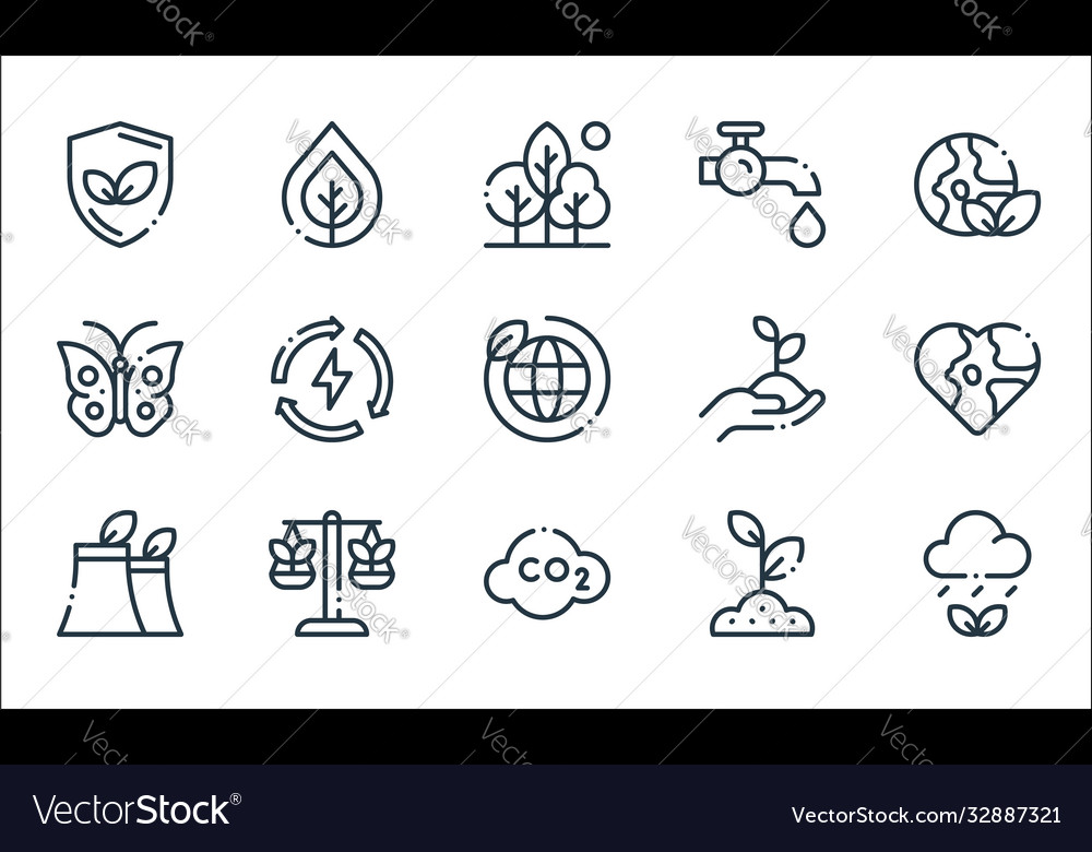 Ecology line icons linear set quality Vector Image Ecology line icons linear set quality