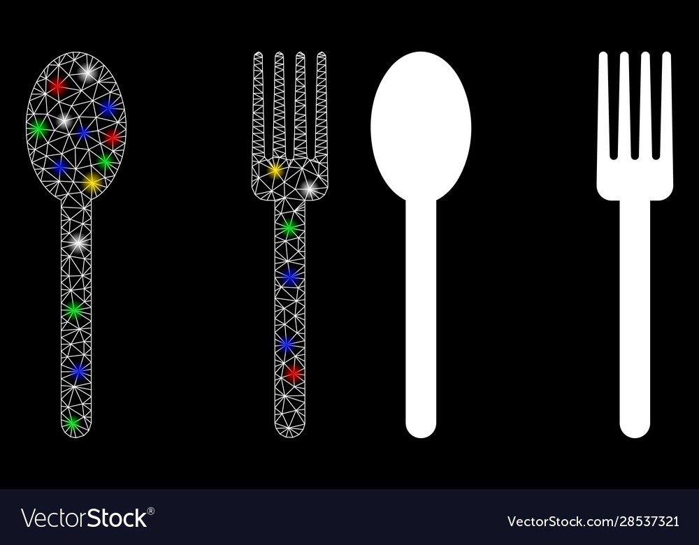 Flare mesh network fork and spoon icon with