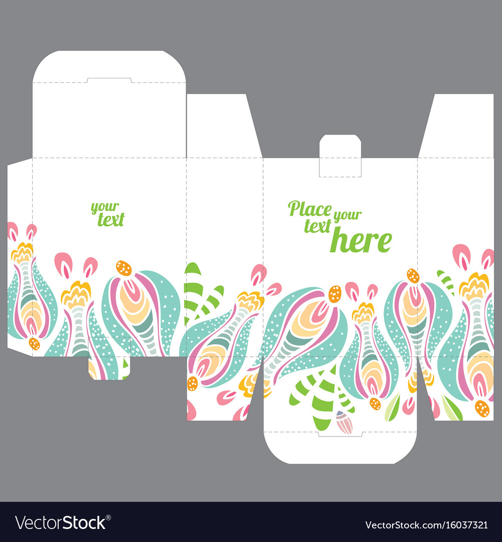 Gift box design template with nature pattern