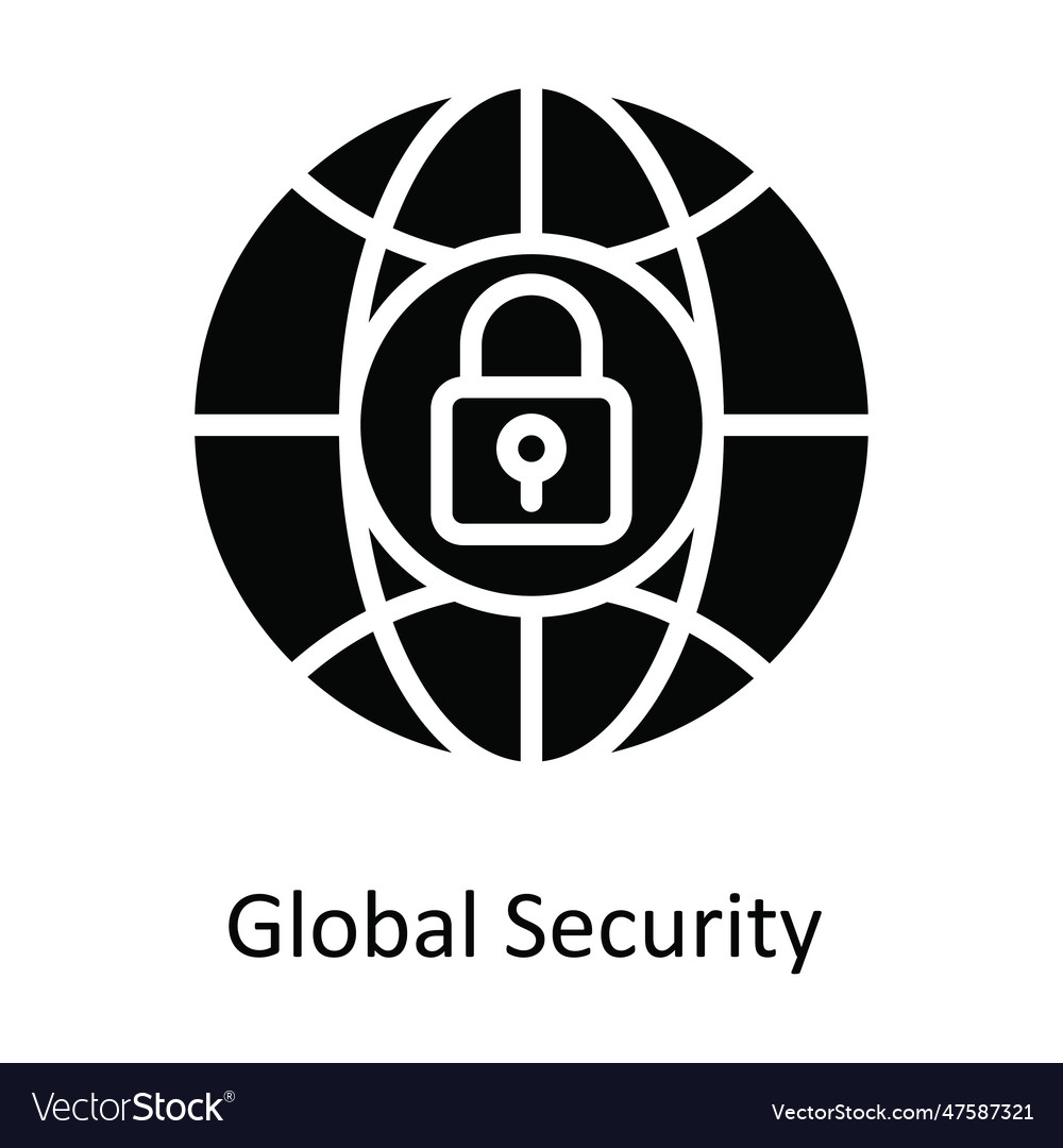Global security solid icon design