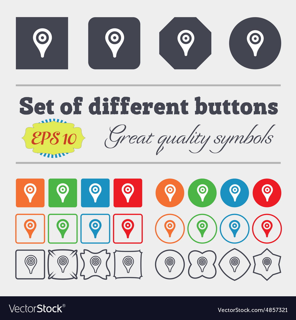 Map pointer gps location icon sign big set