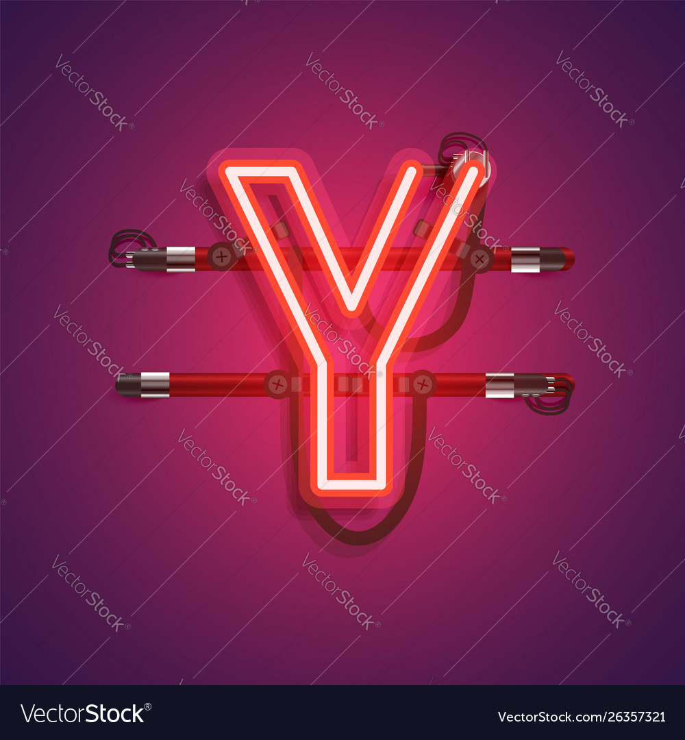 Realistic neon character with wires and console