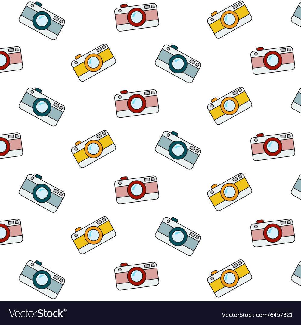 Retro camera pattern on white background