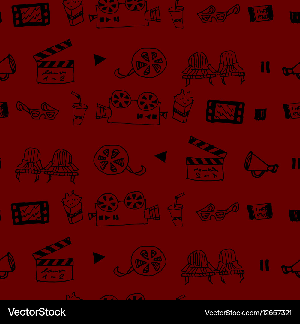 Seamless hand drawn pattern with cinema attributes