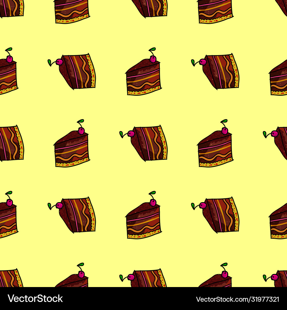 Seamless pattern with pieces cakes pies Royalty Free Vector
