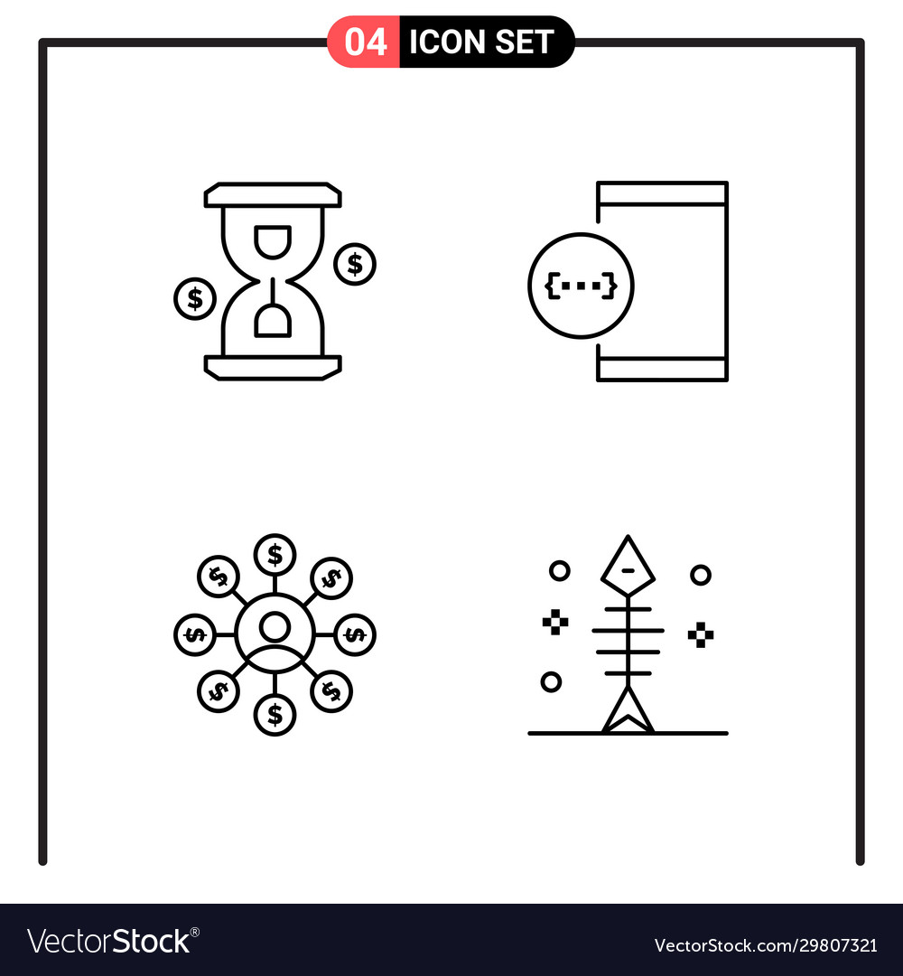 Set 4 line style icons for web and mobile Vector Image Set 4 line style icons for web and mobile