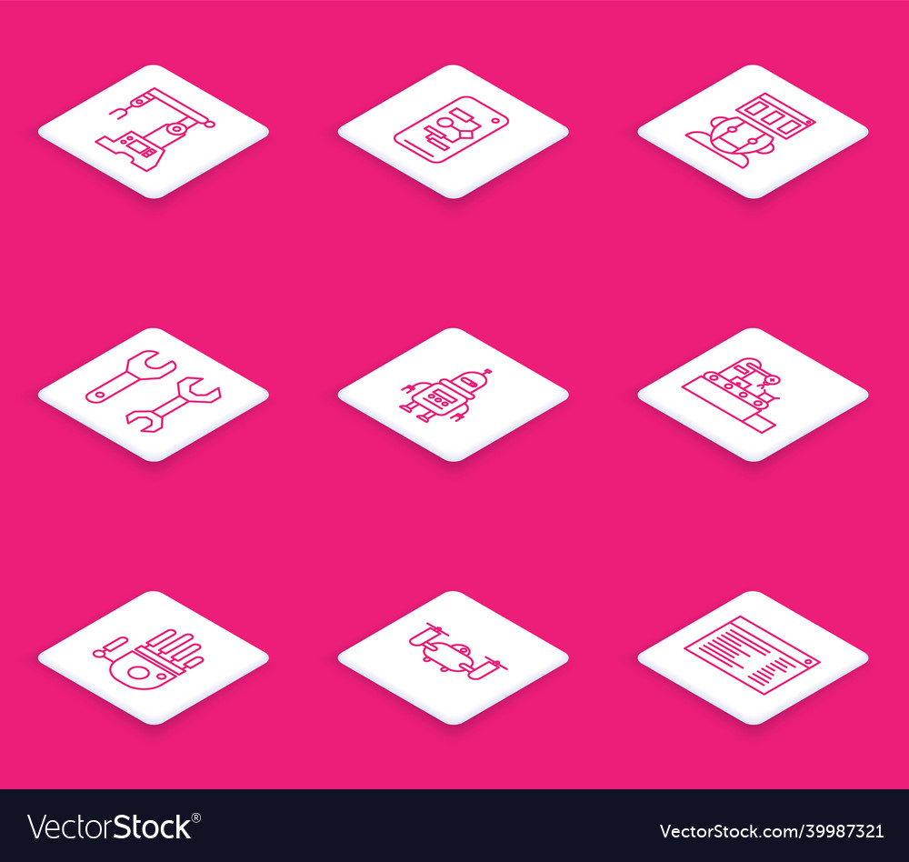 Set line assembly algorithm robot spanner Vector Image Set line assembly algorithm robot spanner