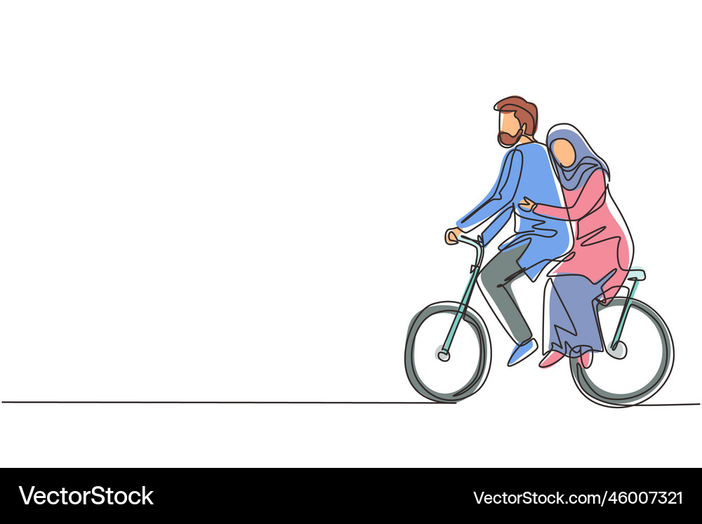 Single continuous line drawing romantic arab Vector Image