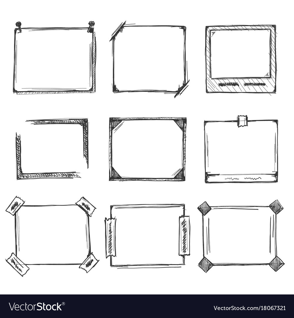 Sketch hand drawn frame set Royalty Free Vector Image