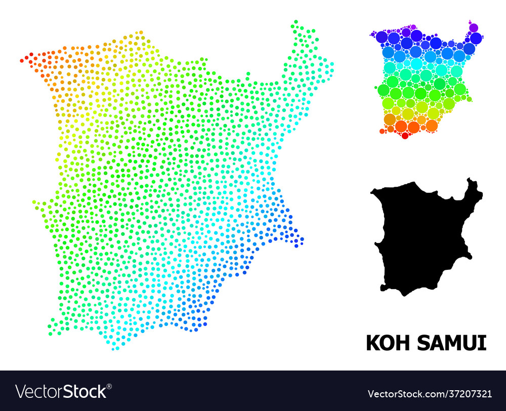 Spectrum Pixelated Map Koh Samui Royalty Free Vector Image