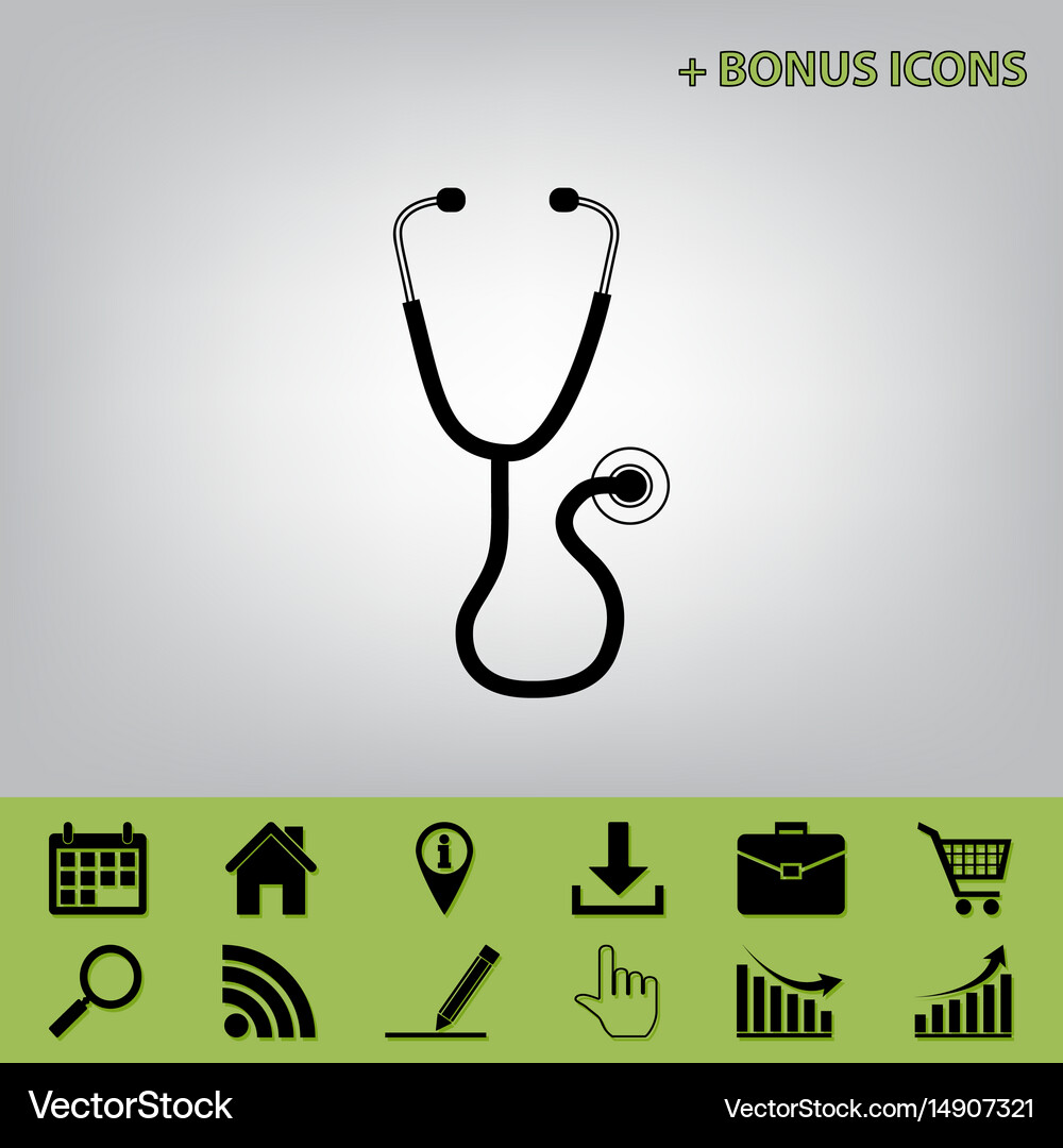 Stethoscope sign black icon Royalty Free Vector Image