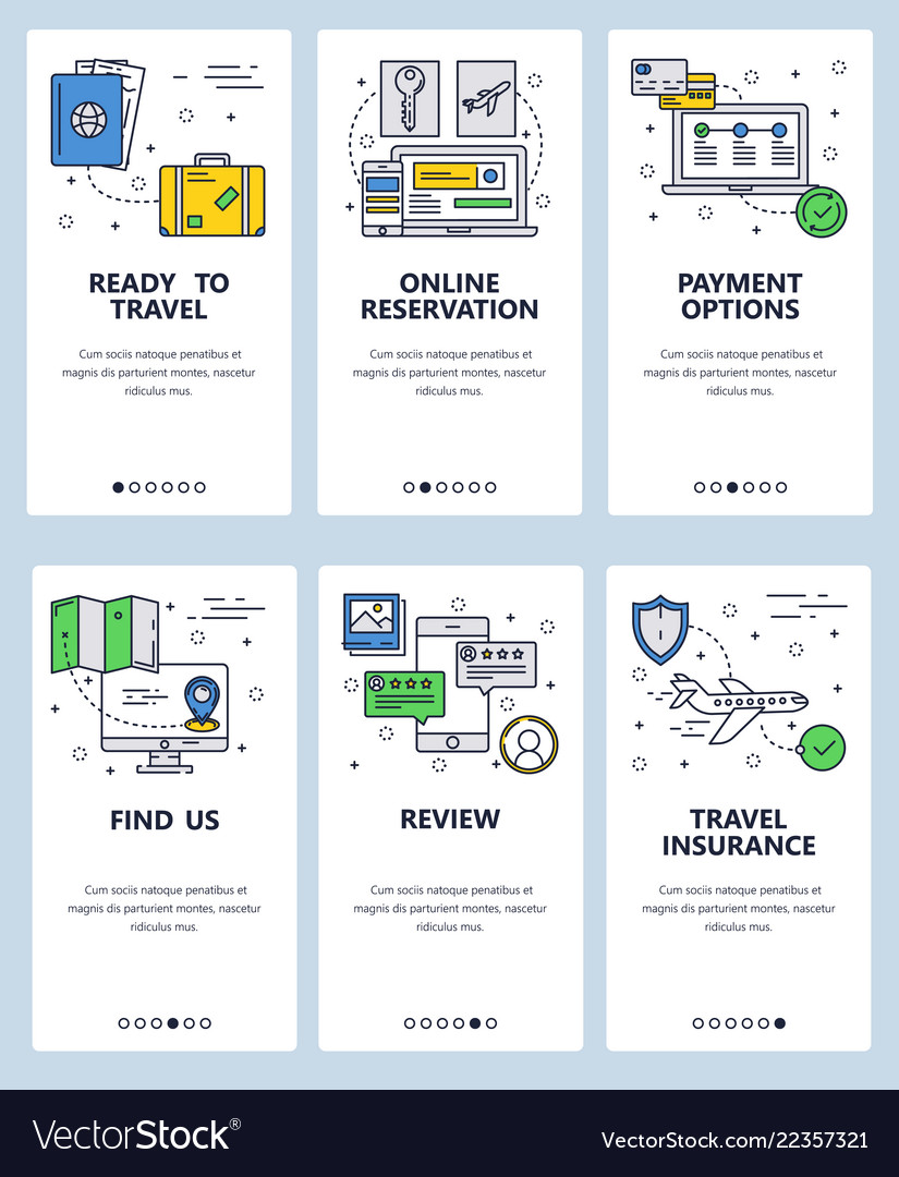 Web site linear art onboarding screens