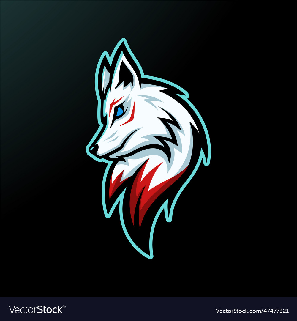 White fox mascot logo Royalty Free Vector Image