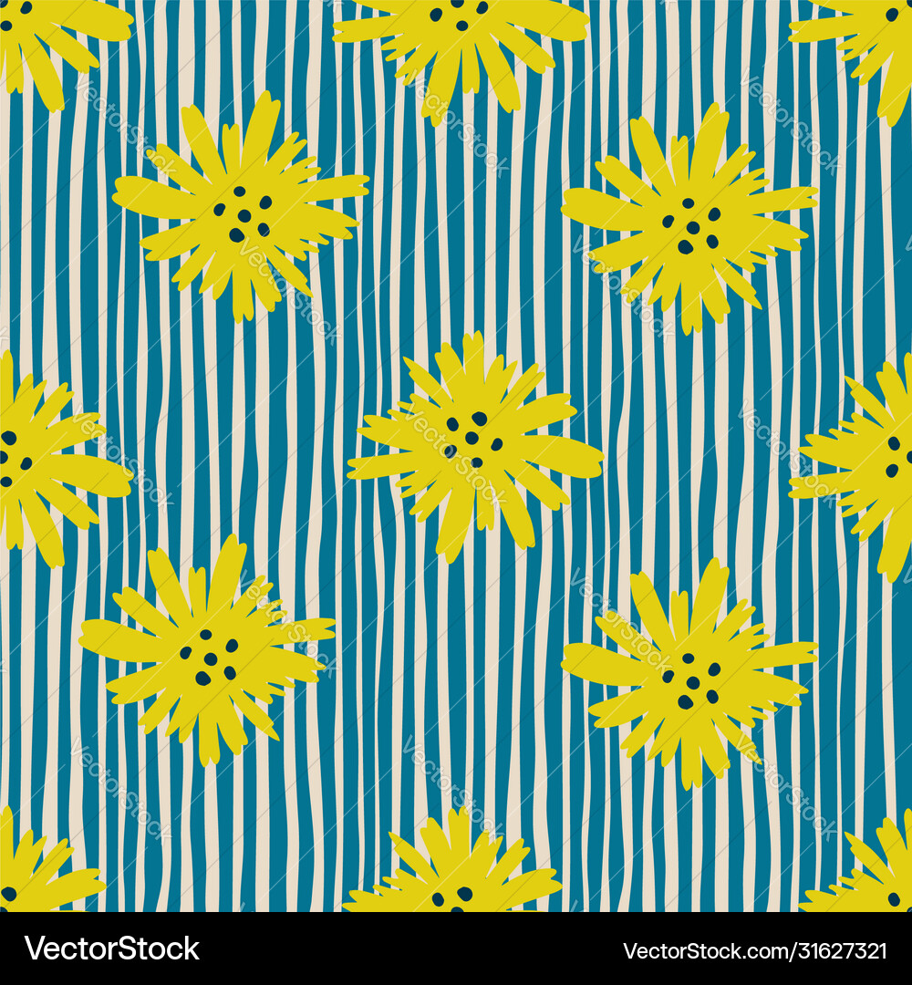 Yellow chamomile flowers seamless pattern daisy Vector Image