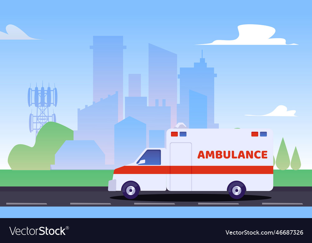 Ambulance car goes to emergency call patient