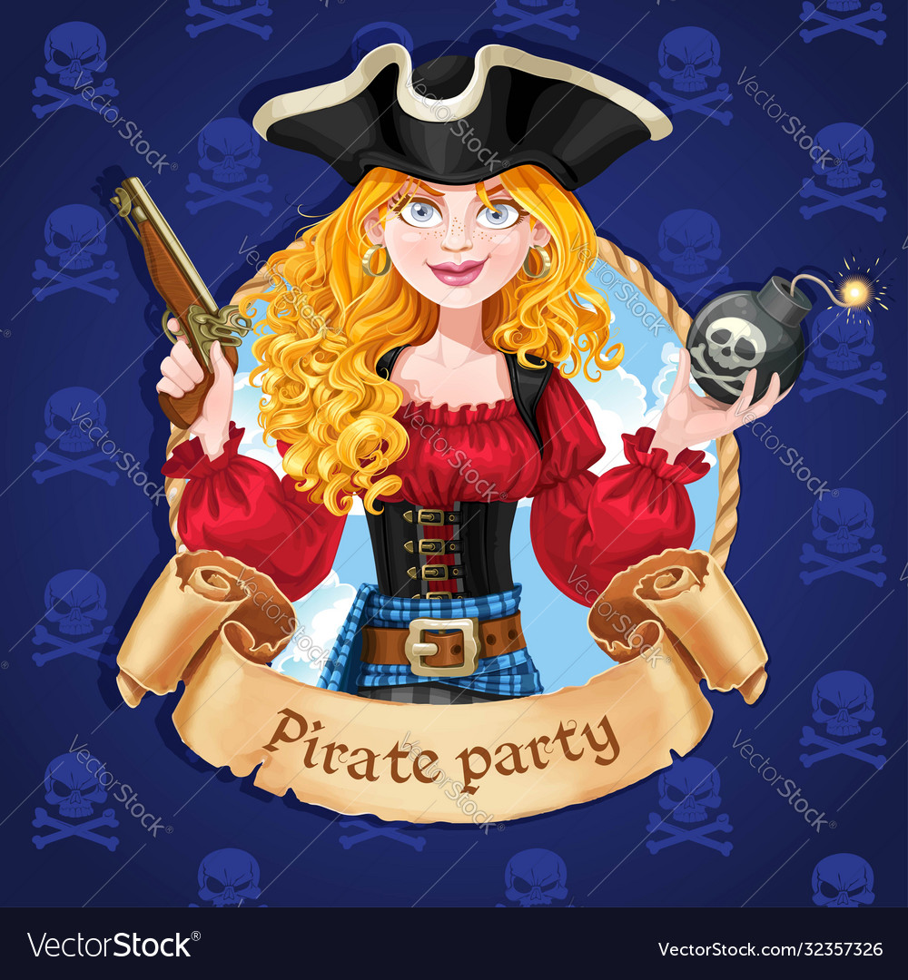 Attractive Pirate Girl with Bomb