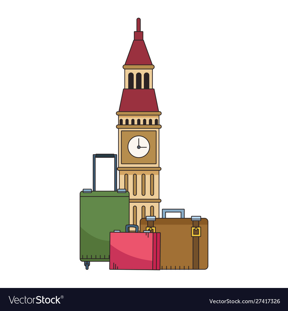 Big ben and travel suitcases design