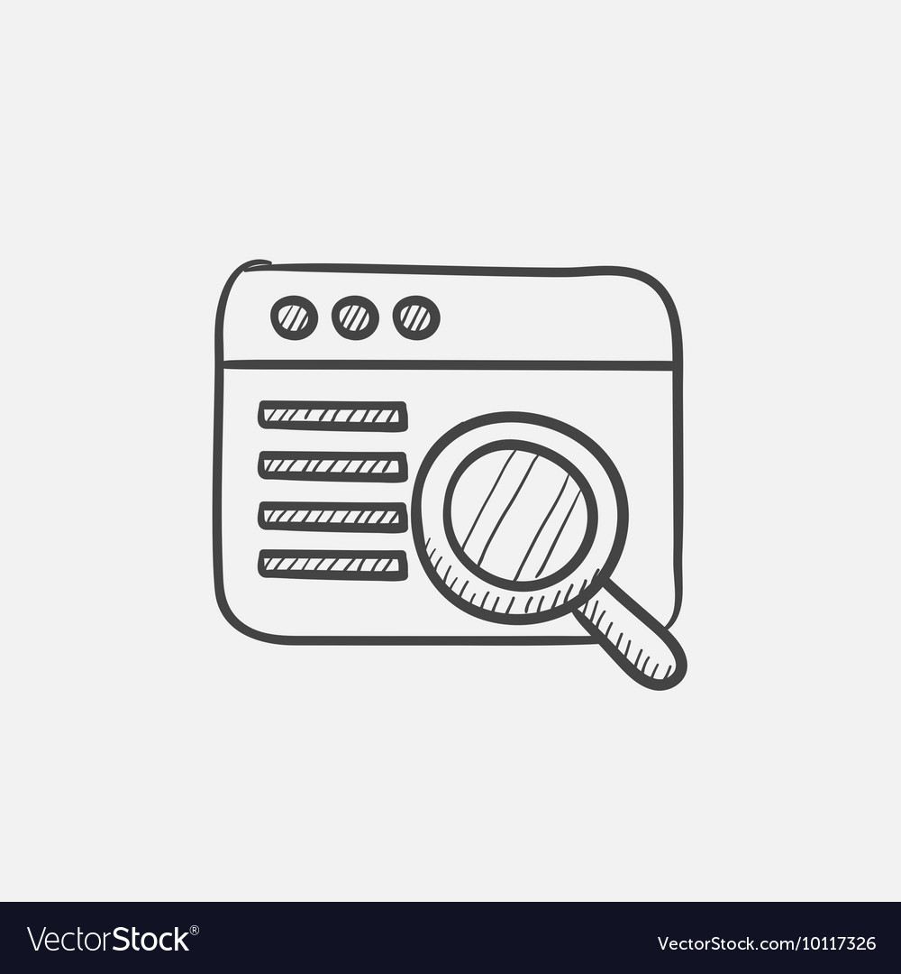 Browser window with magnifying glass sketch icon