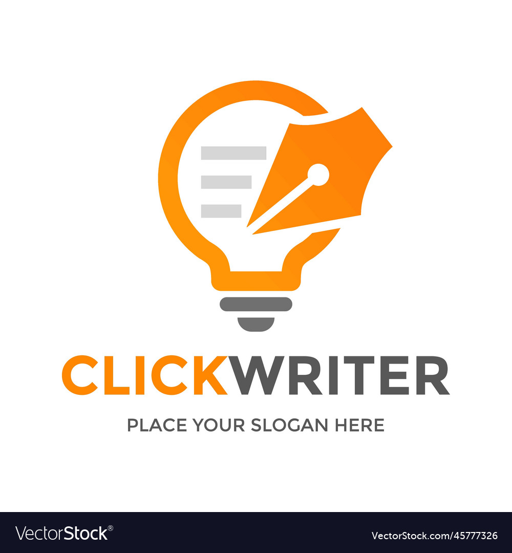 Click writer logo template this design use lamp Vector Image Click writer logo template this design use lamp