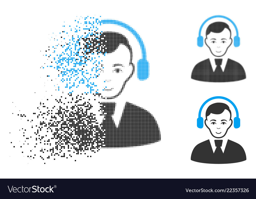 Dissolved pixelated halftone radio operator icon vector image Dissolved pixelated halftone radio operator icon