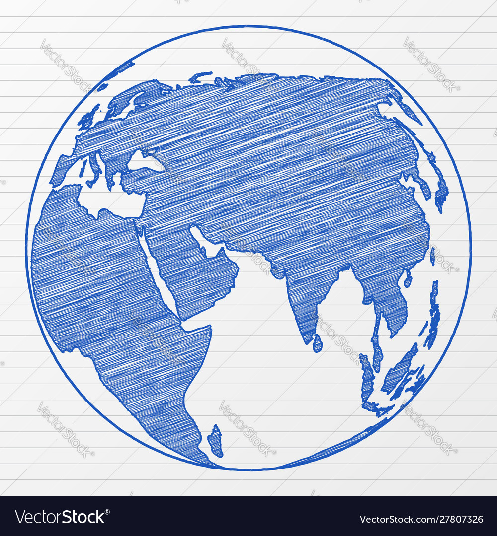 Drawing World Globe Royalty Free Vector Image Vectorstock