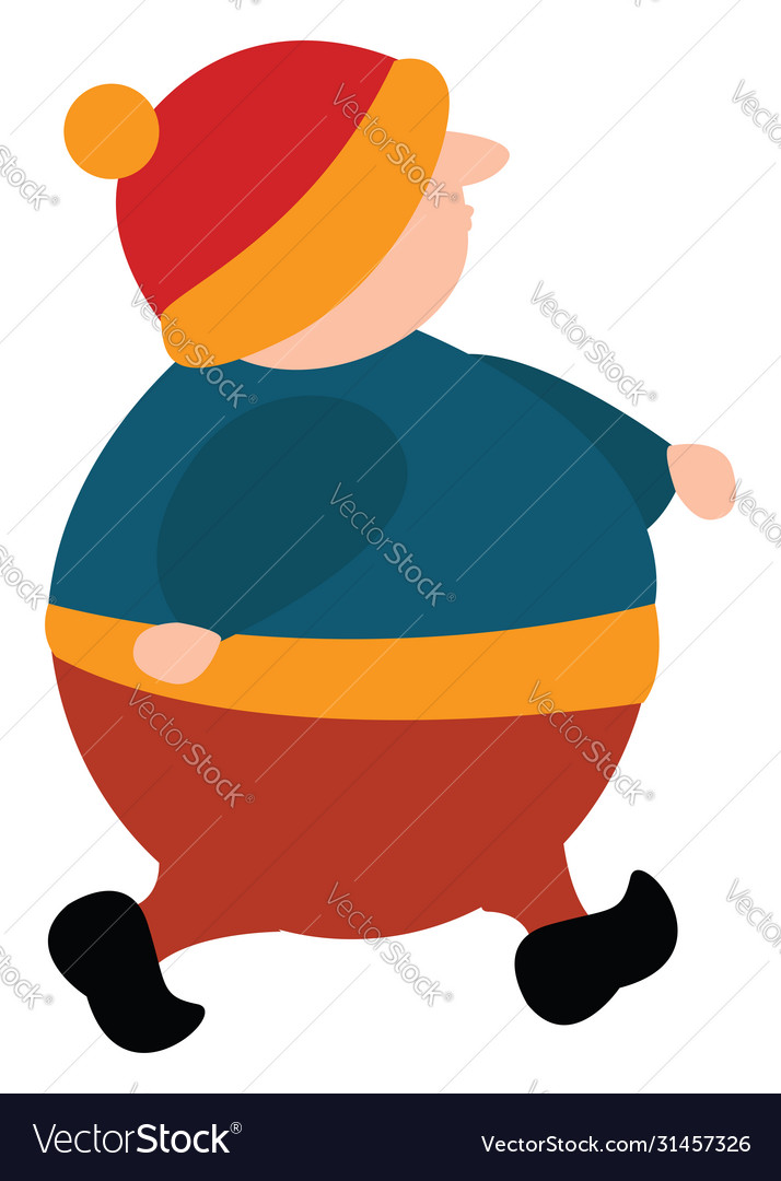 Fat Boy zu Fuß auf weißem Hintergrund