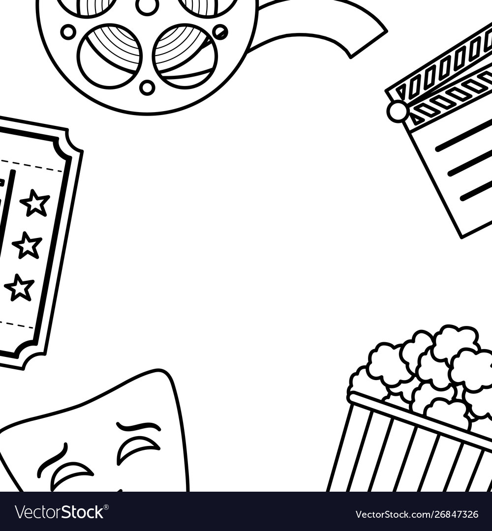 Frame cinema objects isolated icon
