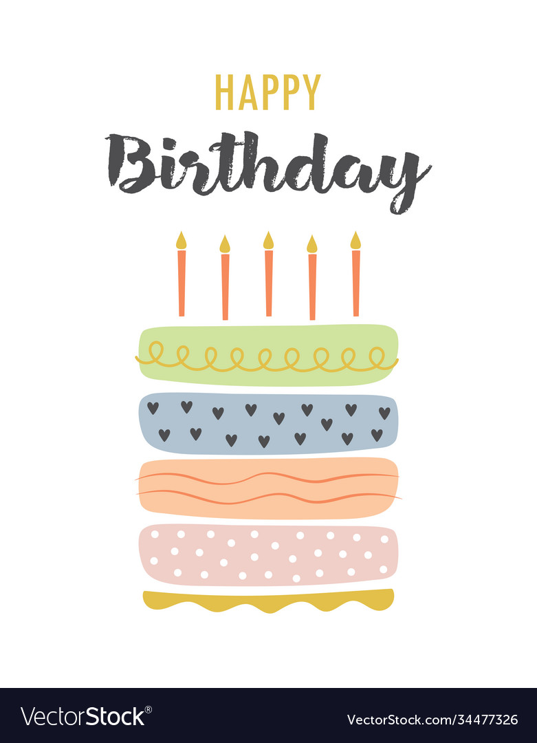 Greeting card with cake isolated on white Vector Image