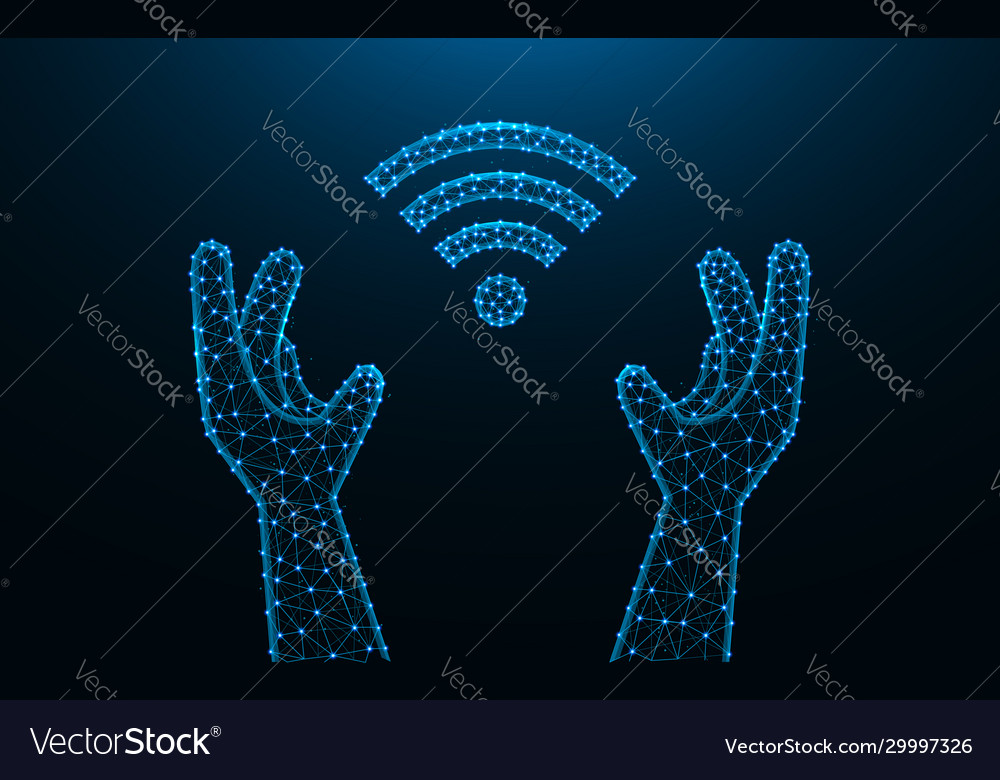 Hands and wi-fi made from points lines