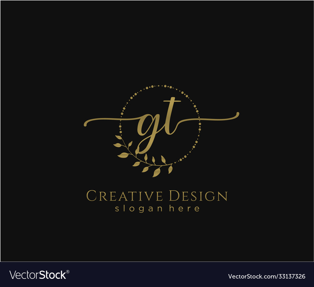 Initial gt beauty monogram and elegant logo design