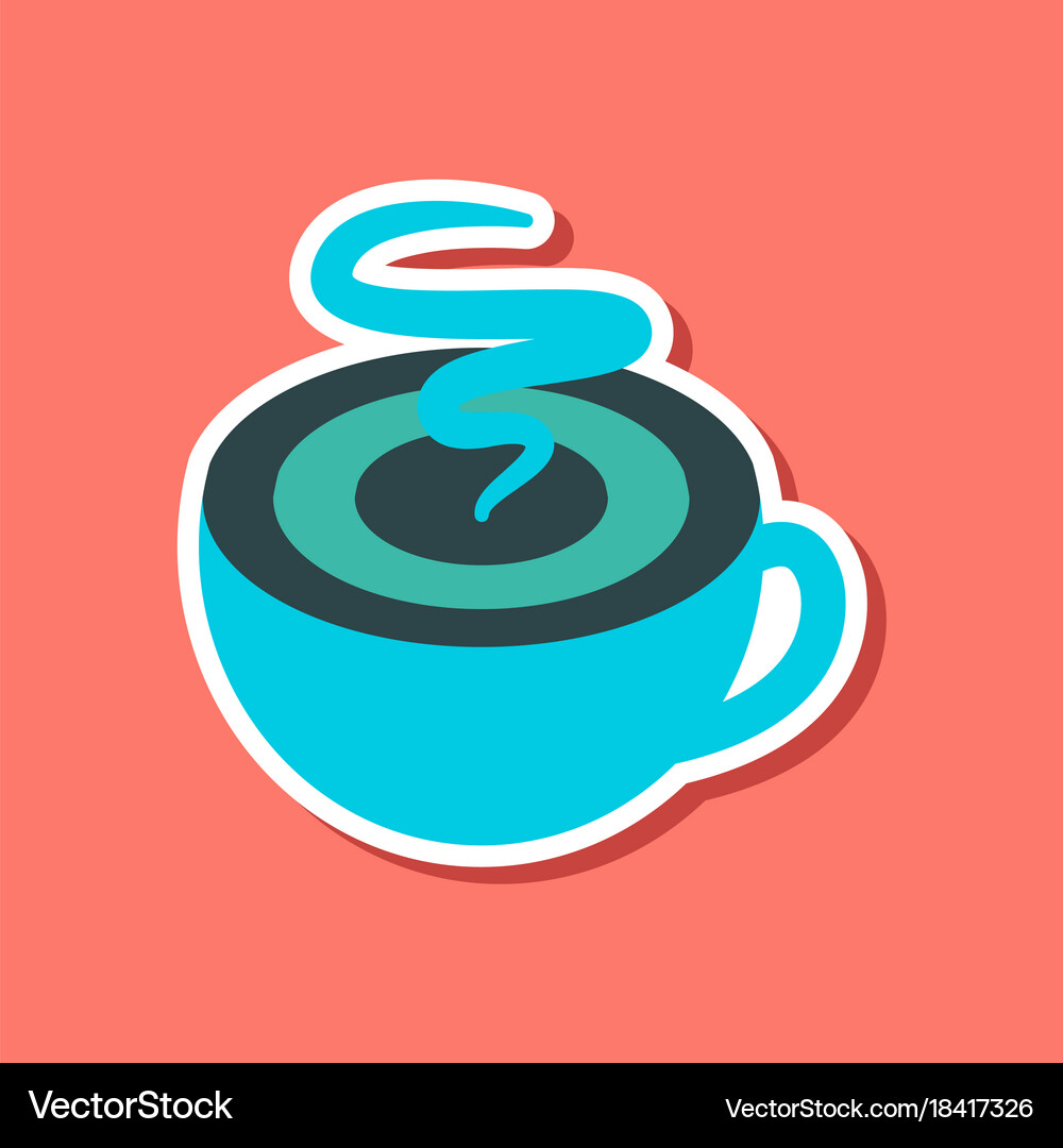 Paper sticker on stylish background coffee cup Vector Image
